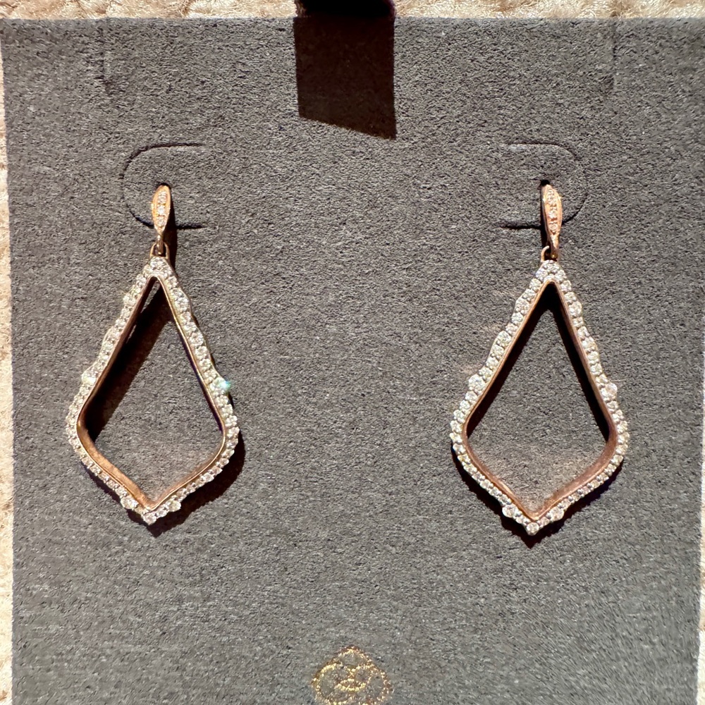 Kendra Scott Sophia Drop Earrings in Pave Diamond and 14K Rose Gold